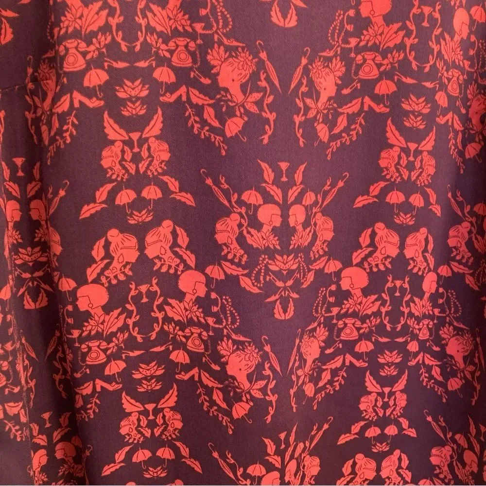 Cabi Cameo Print Purple Red Dressy Layered Sleeveless Top Tank Small